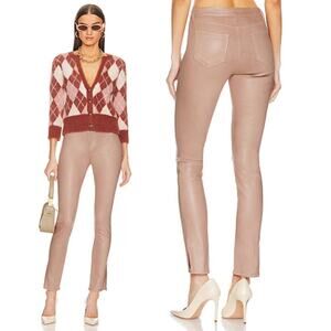 NWT L'Agence Josie High Rise Skinny Split Wax Coated Ankle Jeans in Toffee